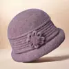 Chapéu de algodão tricotado à prova de vento e quente de inverno para meia-idade e idosos, chapéu de pescador de lã moderno com forro de fleece para mães, atacado