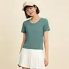 Nueva Camisa de Mujer de Verano 2026 Simple de Alta Elasticidad, Camiseta de Manga Corta de Color Sólido, Estilo Básico Versátil Simple para el Viaje Diario