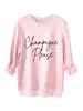 Champagne Por Favor Site Independente Europeu e Americano do Ebay Camiseta Básica Casual Simples de Pelúcia Grossa Feminina
