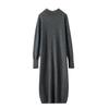 Cashmere vestido feminino meia gola tartaruga de comprimento médio emagrecedor vestido estilo suave elegante lã longa saia de fundo