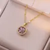 Collar para Mujer, Estilo Influencer Transfronterizo Flor de Girasol Circonita Giratorio Conjunto de Tres Piezas Decoración Collar de Acero de Titanio
