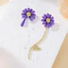 Explosões pequeno margarida joias conjunto feminino doce moda roxo flor anel pulseira colar pino de prata brincos brincos