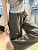 Pantalones de trabajo estilo montaña para exteriores, ligeros, resistentes a las arrugas, cintura elástica, pantalones casuales de pierna ancha holgados, pantalones largos de pierna recta para mujer, nuevos para verano