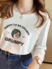 Camiseta Blanca de Algodón Puro para Mujer, Estilo Retro Americano, Hombro Recto, Manga Larga, Nuevo Diseño Primavera y Otoño 2026, Top Holgado de Nicho