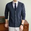 [Em Estoque] Suéter cardigã de gola V, espesso, ultrassuave e antipilling [Também disponível em modelo sem mangas e com costas abertas]