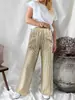 Moda Casual de Otoño e Invierno 2025 para Mujer Amazon Europeo y Americano Transfronterizo Holgado Rayado con Bolsillos Moda Casual Pantalones de Pierna Ancha para Mujer