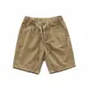 Calças curtas folgadas de verão Macacão retrô americano cáqui Calças médias masculinas com cordão ameikaji Shorts casuais