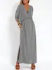 2025 Novos Produtos de Primavera e Verão Europeus e Americanos Cruzados Estação Independente Aliexpress Vestido de Cor da Moda Cintura Alta Fenda Decote V