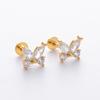 Aretes de Tuerca de Mariposa de Plata Esterlina S925 Transfronterizos Europeos y Americanos, Zircón, Nicho, Piercings de Nariz Versátiles de Gama Alta