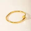 Pulsera de Acero Inoxidable Dorada Estilo Simple Popular en Europa y América Pulsera de Uña con Temperamento de Lujo Ligero de Moda Sin Decoloración Exclusiva Transfronteriza