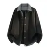 Chamarra Camisa Cuello Camisa Chaqueta Falsa de Dos Piezas para Hombre Estilo Americano Ropa de Abrigo para Hombre Joven Estudiante Cardigan de Moda con Botones Casual
