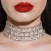 Cross-border New Grid Rhinestone Necklace Moda europeia e americana High-end Street Shot Full Diamond Sexy Clavícula Corrente colar