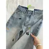 Jeans cropped de mezclilla lavada cómodos estilo Hong Kong que disimulan imperfecciones corporales, estilizan la figura y son adecuados como prenda exterior, con un diseño de cintura alta, adelgazante y versátil