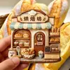 Adesivos magnéticos de geladeira 3D em relevo de resina criativa com tema de padaria, decorações de geladeira, pequenos presentes para amigos e colegas de classe