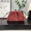 Bolsa Nuvem Camurça Fosca Retrô Boca Dourada Bolsa Tecida à Mão 2025 Nova Bolsa de Mão Pregueada Formato Dumpling