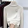 Nova Blusa Térmica de Fleece com Gola Meia-Alta para Meninas Estilo Outono/Inverno para Crianças de Tamanho Médio a Grande Versátil Casual Quente Blusa com Detalhe na Orelha