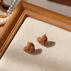 Pendientes de Chica de Hardware Femeninos Franceses Vintage Marrones Simples de Moda Pendientes Maillard para Mujeres