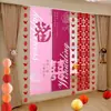 Diseño de habitación de boda traje boda largo feliz carácter cortina colgante casa nueva dormitorio decoración de boda de mujer mariposa flor