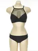 Traje de baño de dos piezas 2024 para mujer, estilo coreano Ins, nuevo, color liso, encaje, ajustado, adelgazante, para pecho pequeño, push-up, bikini triangular