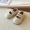 Zapatos Mary Jane para Niñas 2026 Otoño Nuevos Mary Jane Transpirables de Punta Redonda Zapatos de Cuero para Bebés Pisos Bajos de Tejido de Lino