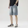 Shorts Jeans de Uma Peça Novo Verão para Homens, Reto Solto High Street Versátil Cinco Pontos Meio Comprido