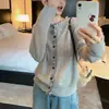 Jaqueta Cardigan de Tricô Estilo Coreano Alta e Magra com Acabamento em Renda Feminina Outono/Inverno Novo Estilo Coreano Solta Preguiçosa Conjunto Cardigan de Tricô