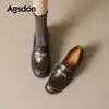 Mocasines Augu Shiden Marrones de Suela Gruesa para Mujer 2026 Nuevo Verano Casual Retro Estilo Británico Zapatos Pequeños de Cuero