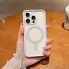 Material de capa de celular magnética com borda colorida de cola pingando para Apple 16PROMAX tendência 15/14 simples 13 à prova de queda