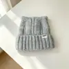 Chapéu de Tricô com Orelhas de Gato para Mulheres Estilo Coreano Outono e Inverno Chapéu de Lã Quente Forrado com Fleece Nova Circunferência da Cabeça Grande Rosto Pequeno Chapéu de Proteção para as Orelhas