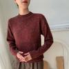 2025 Nuevo Invierno Engrosado Hombros Descubiertos Hilo Floral Holgado Aspecto Adelgazante Suéter Cálido de Punto Básico Cuello Redondo Suéter de Cachemira para Mujer