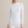 Ropa de yoga para mujer primavera y verano nueva ajuste ceñido adelgazante cuello redondo deportiva manga larga Pilates entrenamiento fitness top camiseta interior