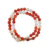 Pulseira Feminina Cristal Natural 6MM Ágata Vermelha Calcedônia Nova Pulseira Chinesa Artesanal de Contas Pulseira Estilo Chinês Vintage
