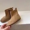 Botas infantis de camurça estilo coreano retrô para outono e inverno, botinhas para meninas pequenas, botas simples de princesa para bebês com sola plana