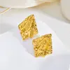 Pendientes Retro Europeos y Americanos de Acero Inoxidable Dorado Nicho Gama Alta Bohemio Textura Geométrica Pendientes Exagerados para Mujer