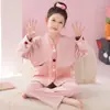 Cardigan Ilha Veludo Manga Longa Pijama para Meninas Outono e Inverno Fofo Quente e Doce Meninas Alunas do Ensino Médio Roupas de Casa Atacado