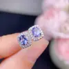 ¡Aretes de tanzanita natural plata 925 incrustación seiko! Piedra principal 4*5mm tanzanita natural soporta detección