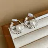 Brincos Argola Pérola Prata com Toque de Alto Padrão, Brincos de Tarraxa de Luxo Nicho, Versáteis Brincos Disco Espiral para Ouvidos Sem Furo