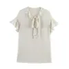 Z Estilo Europeu Transfronteiriço 2026 Nova Moda Temperamento Elegante Feminino Atacado Versátil Camisa Decorada com Bolinhas Laço 4437008