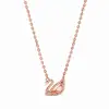 13Joias de Comércio Exterior, Estilo Simples, Banhado a Ouro com Cristal Microincrustado e Diamantes Rosa, Colar de Cisne Pequeno para Mulheres, Vendedor Quente Transfronteiriço