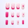 96 Piezas de Uñas Postizas para Adultos Acabadas Nuevo Estilo Dulce Puro Florales Removibles Arte de Uñas Transfronterizo