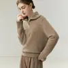 Estilo perezoso suéter de cachemira grueso con media cremallera estilo LP mismo para mujer otoño invierno cuello solapa tejido holgado cálido suéter capa base