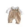 Traje de bebé estilo coreano Bordado Superior Traje de Dos Piezas para Bebé y Niños Pequeños Traje de Gateo para Primavera y Otoño traje Niña Bebé