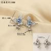Aretes de Cuentas de Diamante Zafiro de Oro Verdadero Chapado en Cobre DIY Flor de Tres Pétalos Aguja de Plata 925 Accesorios para Aretes