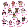 Navidad Rosa 8/10mm Tapa de Popote Cubierta de Popote de Silicona Grado Alimenticio Cubierta de Popote a Prueba de Polvo Venta Directa de Fábrica