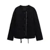 Ins estilo europeo y americano transfronterizo 2026 nueva moda elegante versátil casual para mujer abrigo chaqueta de algodón con cuello redondo