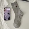 Calcetines lindos y peculiares de cachorro estilo coreano para mujer, calcetines de algodón de color liso a media pantorrilla para primavera/verano, calcetines rojos de moda famosos en internet para niñas, estilo japonés