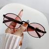 Gafas de Sol Ovaladas de Metal Personalizadas para Mujer Moda Europea y Americana Gafas de Sol de Montura Grande Celebridad de Internet Transfronteriza Retro Calle Fotografía Gafas de Sol