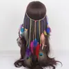 Diadema Bohemia de Plumas Europea y Americana Transfronteriza Colorida para Viajes en la Playa, Vacaciones, Estilo Étnico con Borlas, Accesorio para el Cabello para Mujeres