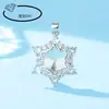 Colgante de copo de nieve de cobre de lujo en oro blanco con diamantes completos, soporte vacío para incrustación sin garras DIY, huazi de imitación de diamante de copo de nieve de 14 mm, plata 925