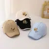 Boné de Baseball Estilo Coreano com Desenho de Urso Fofo para Primavera e Outono, Unissex Infantil com Proteção Solar Bordado